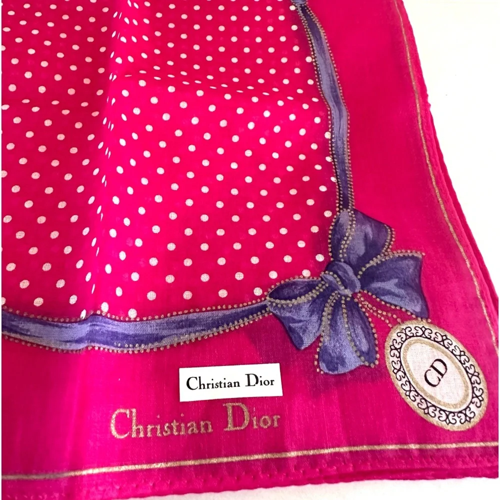 Authentic Christian Dior 100% Cotton Pink Scarf - Picture 6 of 9